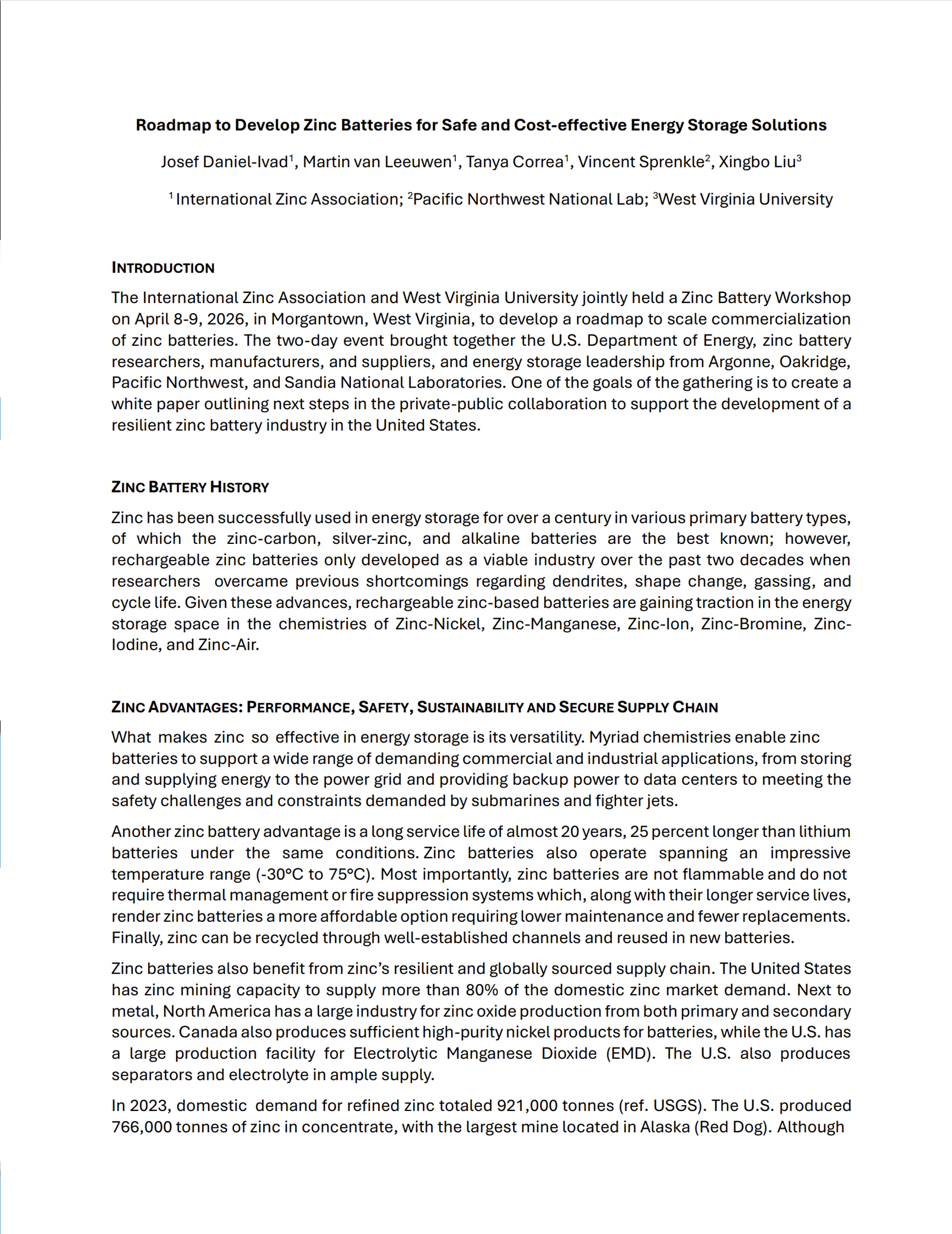 Roadmap to Developing Zinc Battery
